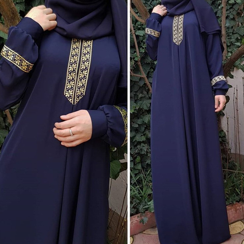 Ethnic Gown - Muzułmański styl etniczny Print Abayas Plus