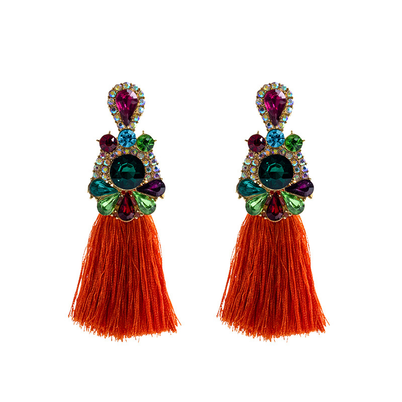 Ethnic Fashion Brands - Kolorowe kolczyki z diamentami ze stopu,