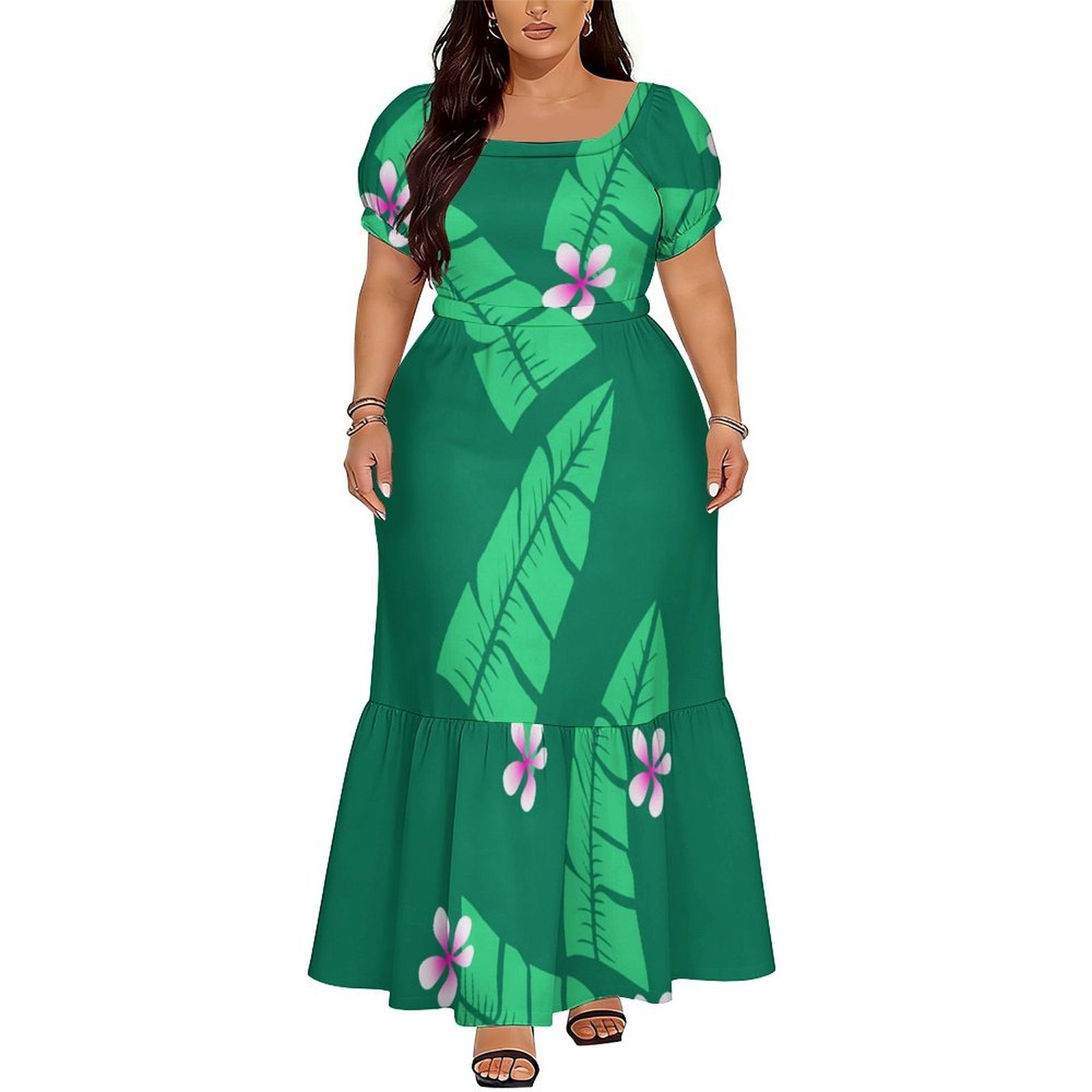 Ethnic Gown - Wygodna damska sukienka z krótkim rękawem